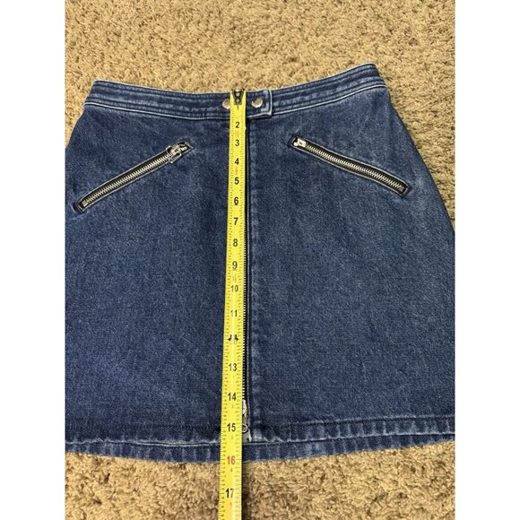 RAG & BONE Racer Denim Mini Skirt Zip Preppy Academia Grunge Gothic Party Sz 27 - Picture 8 of 8